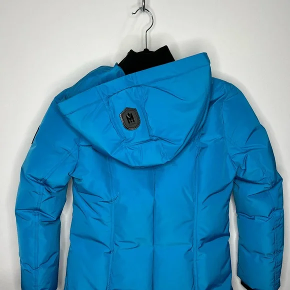 Mackage Girl's Fur-Trim Classic Down Jacket Aqua Blue Size 10 $650